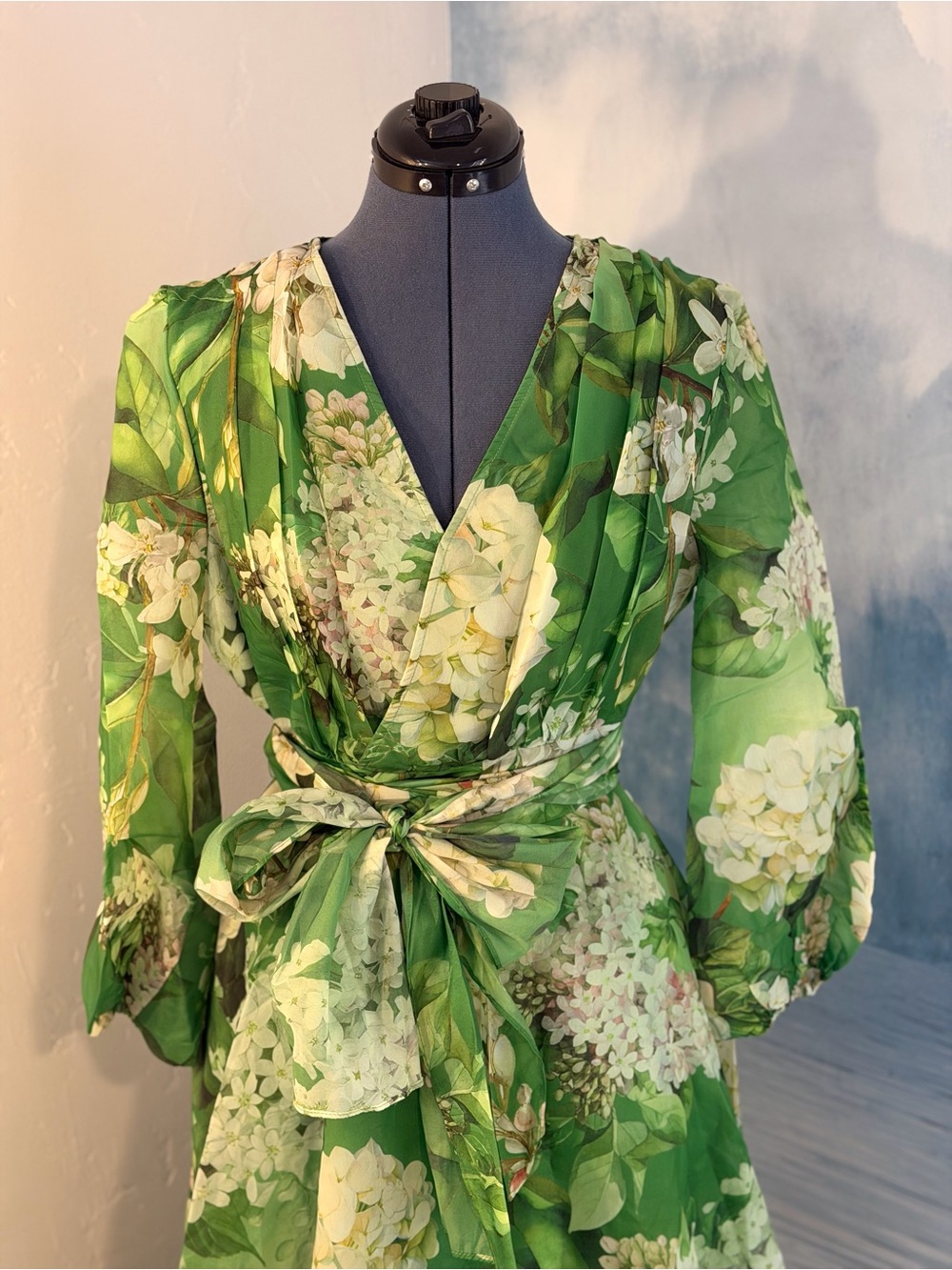 STYLEWE Green Floral Maxi Dress with Tie Waist Belt 294 - Picture 2 of 10